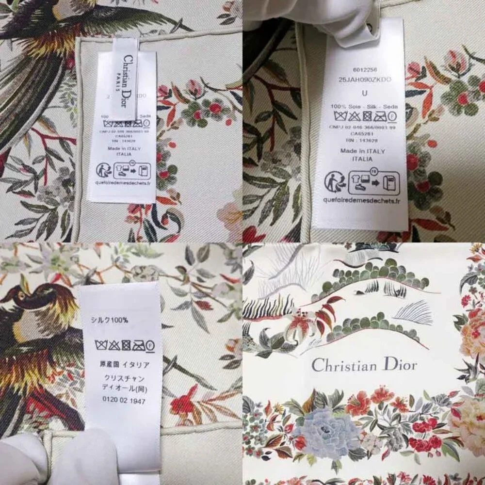 Dior Square Scarf Floral Pattern Beige 25 Jah090 Zkdo Accessories